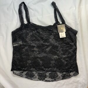 VTG Donna Karan Intimates Black Lace Cami Top NWT Medium Y2K Whimsigoth Coquette